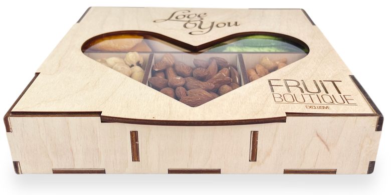 Подарунковий набір сухофруктів та горіхів Nut box №5 "Love you" 1шт