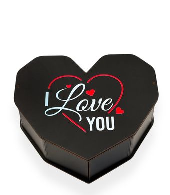 Коробка с экзотическими фруктами в форме сердца I love You (черная с манго) 1шт