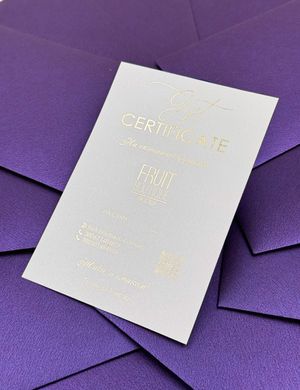 Подарочный сертификат FB номинал 3000грн фиолетовый конверт 1шт