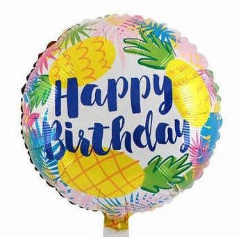 Фольгированный шарик Happy Birthday с ананасами 1шт