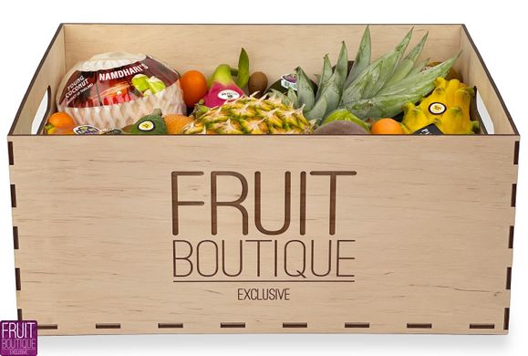 деревянная коробка с фруктами