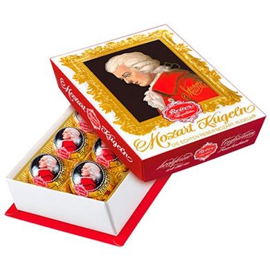 Конфеты Reber Mozart Kugeln с марципаном, фисташковым наполнителем, нугой из фундука 120г 1шт